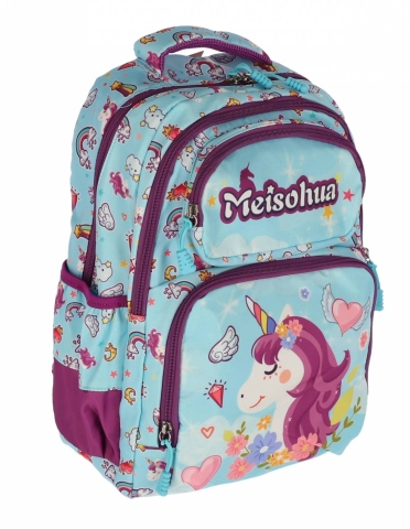 Ghiozdan clasa 0 unicorn blue mov 4 fermoare pigna [1]