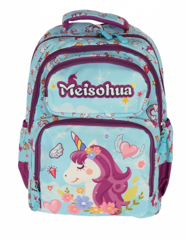 Rechizite Școlare - Ghiozdan clasa 0 unicorn blue mov 4 fermoare pigna