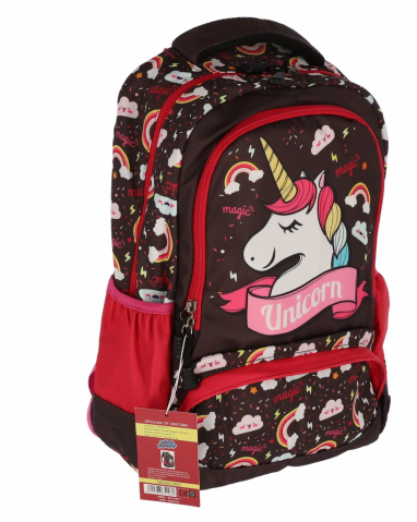 Ghiozdan clasa 0 unicorn negru 3 fermoare pigna [1]