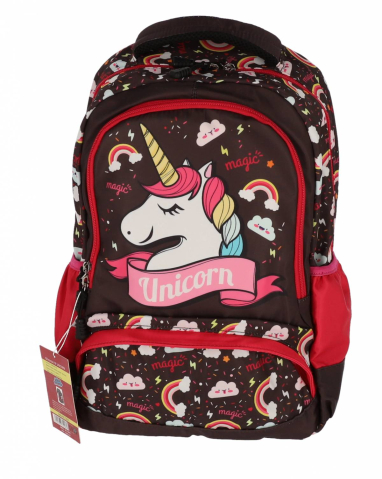 Rechizite Școlare - Ghiozdan clasa 0 unicorn negru 3 fermoare pigna