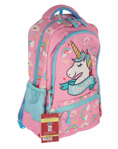Ghiozdan clasa 0 unicorn roz 3 fermoare pigna [1]