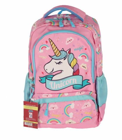 Rechizite Școlare - Ghiozdan clasa 0 unicorn roz 3 fermoare pigna