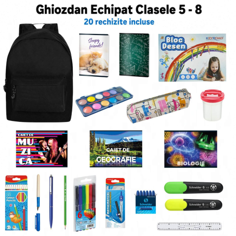 Ghiozdan Echipat Clasa 5, 6, 7 si 8 cu 20 Rechizite Scolare [0]