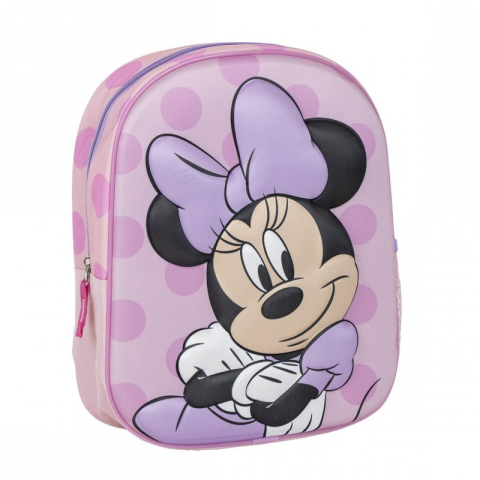 Rechizite Școlare - Ghiozdan gradinita Cerda Disney Minnie 3D, 31cm, 1 compartiment, roz cu mov