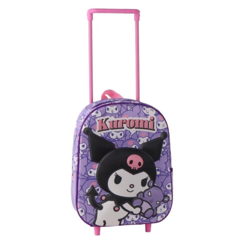 Rechizite Școlare - Ghiozdan gradinita Cerda Kuromi 3D, 25cm, 1 compartiment, tip troller, 25x30x12cm, 630046