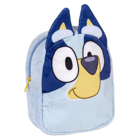 Rechizite Școlare - Ghiozdan gradinita mini Cerda Bluey, 22cm, 1 compartiment, material catifelat, bleu cu galben, 33099