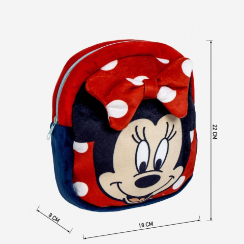Ghiozdan gradinita mini Cerda Minnie, 22cm, 1 compartiment, material catifelat, rosu cu negru, 36896 [3]