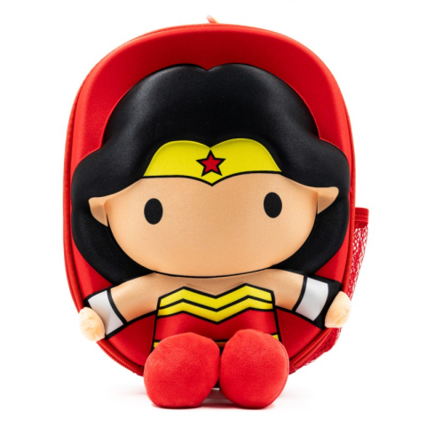 Rechizite Școlare - Ghiozdan gradinita Ridaz DC Justice League Wonder Woman, 23cm, 1 compartiment, 3D, rosu, 91109P