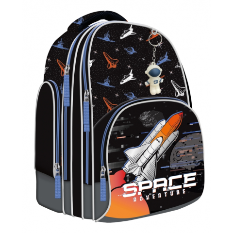 Rechizite Școlare - Ghiozdan St.Majewski Bambino Space, 2 compartimente, 3 buzunare, negru, 650703