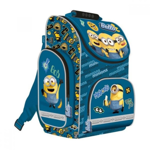 Rechizite Școlare - Ghiozdan St.Majewski Minions, 37 cm, rigid, albastru, 644139