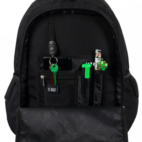 Ghiozdan St.Majewski St.Right Black, 46cm, 3 compartimente, 2 buzunare, negru [3]