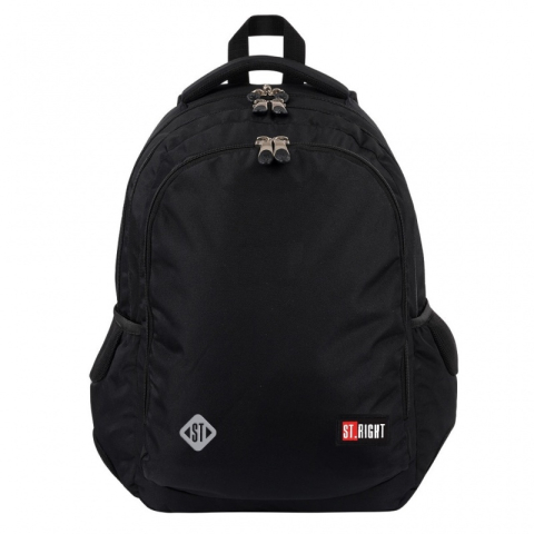 Rechizite Școlare - Ghiozdan St.Majewski St.Right Black, 46cm, 3 compartimente, 2 buzunare, negru