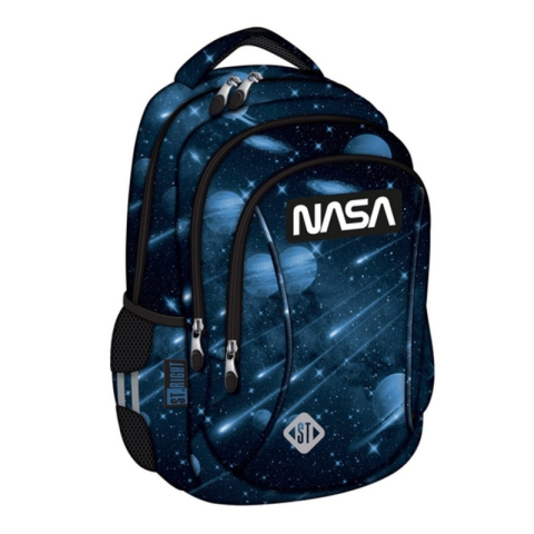 Rechizite Școlare - Ghiozdan St.Majewski St.Right Nasa, 39cm, 3 compartimente, bleumarin