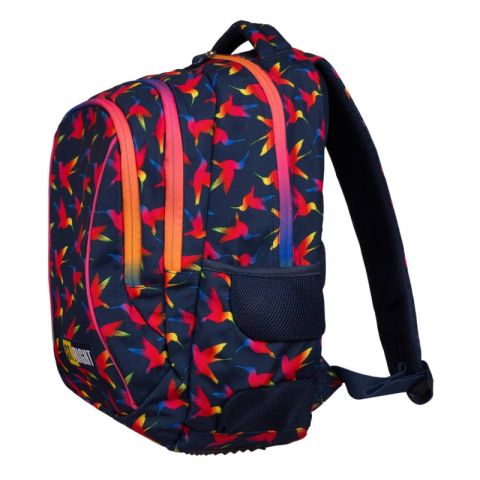 Ghiozdan St.Majewski St.Right Rainbow Birds, 3 compartimente, 2 buzunare, negru cu rosu, BP-26 / 622502 [1]