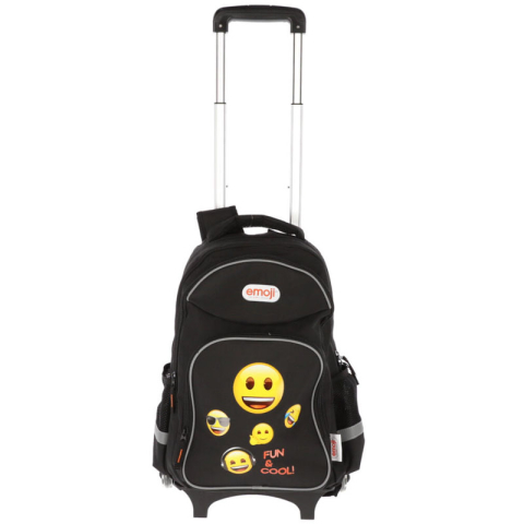 Rechizite Școlare - Ghiozdan troller clasele i-iv emoji negru pigna