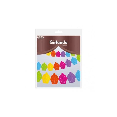 Cadouri Jucării Copii Grădiniță - Ghirlanda decorativa GoDan Party Colored Cupcakes, 360x13.1x18cm, diverse culori, 405551