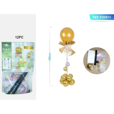 Bannere si ghirlande decorative - Ghirlanda din baloane PartyGo, 185cm, auriu, FD0511, set 12 buc