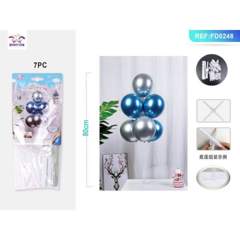 Bannere si ghirlande decorative - Ghirlanda din baloane PartyGo, 80cm, albastru, argintiu, FD0248, set 7 buc