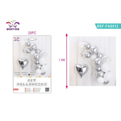 Bannere si ghirlande decorative - Ghirlanda din baloane PartyGo, argintiu, FA0512, set 30 buc