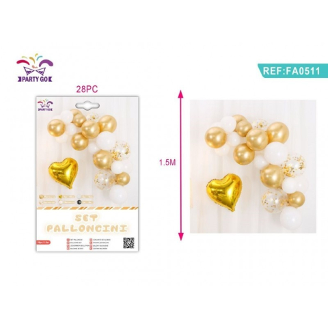 Bannere si ghirlande decorative - Ghirlanda din baloane PartyGo, auriu, FA0511, set 33 buc
