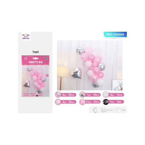 Bannere si ghirlande decorative - Ghirlanda din baloane PartyGo, roz, FA0509, set 30 buc