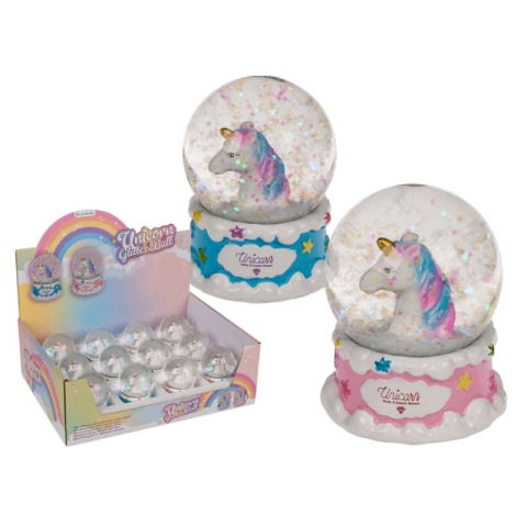 Art & Craft si Artizanat - Glob din sticla unicorn Out of the blue, 190361, cu sclipici, 6x4.5cm