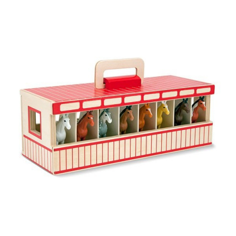 Jucării și Jocuri pentru copii - Grajd portabil cu 8 cai Melissa and Doug