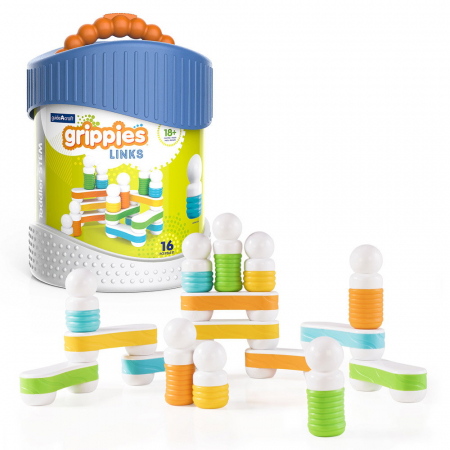 Jucării și Jocuri pentru copii - Grippies Links, set magnetic senzorial, 16 piese, 1-5 ani