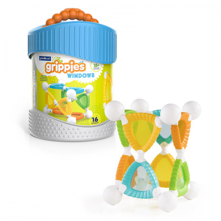 Jucării și Jocuri pentru copii - Grippies Windows, set magnetic senzorial, 16 piese, 1-5 ani