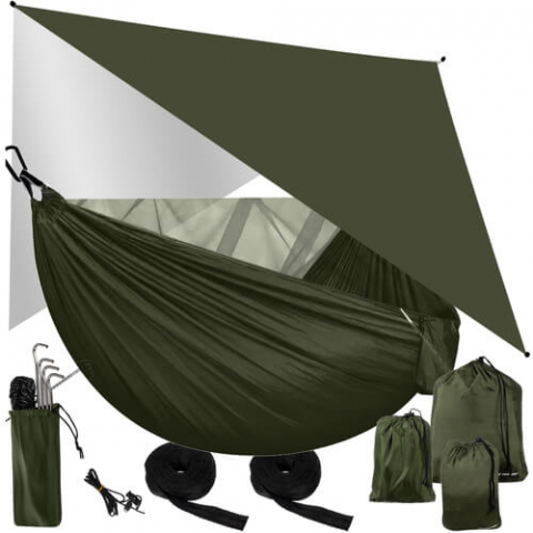Hamac camping 2 persoane cu plasa tantari si prelata, 260x140 cm [1]