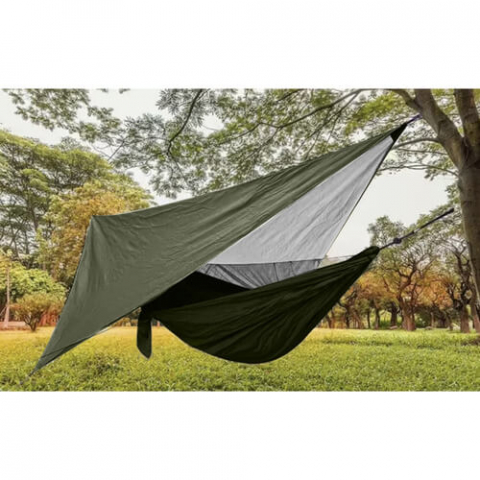 Jucării și Jocuri pentru copii - Hamac camping 2 persoane cu plasa tantari si prelata, 260x140 cm