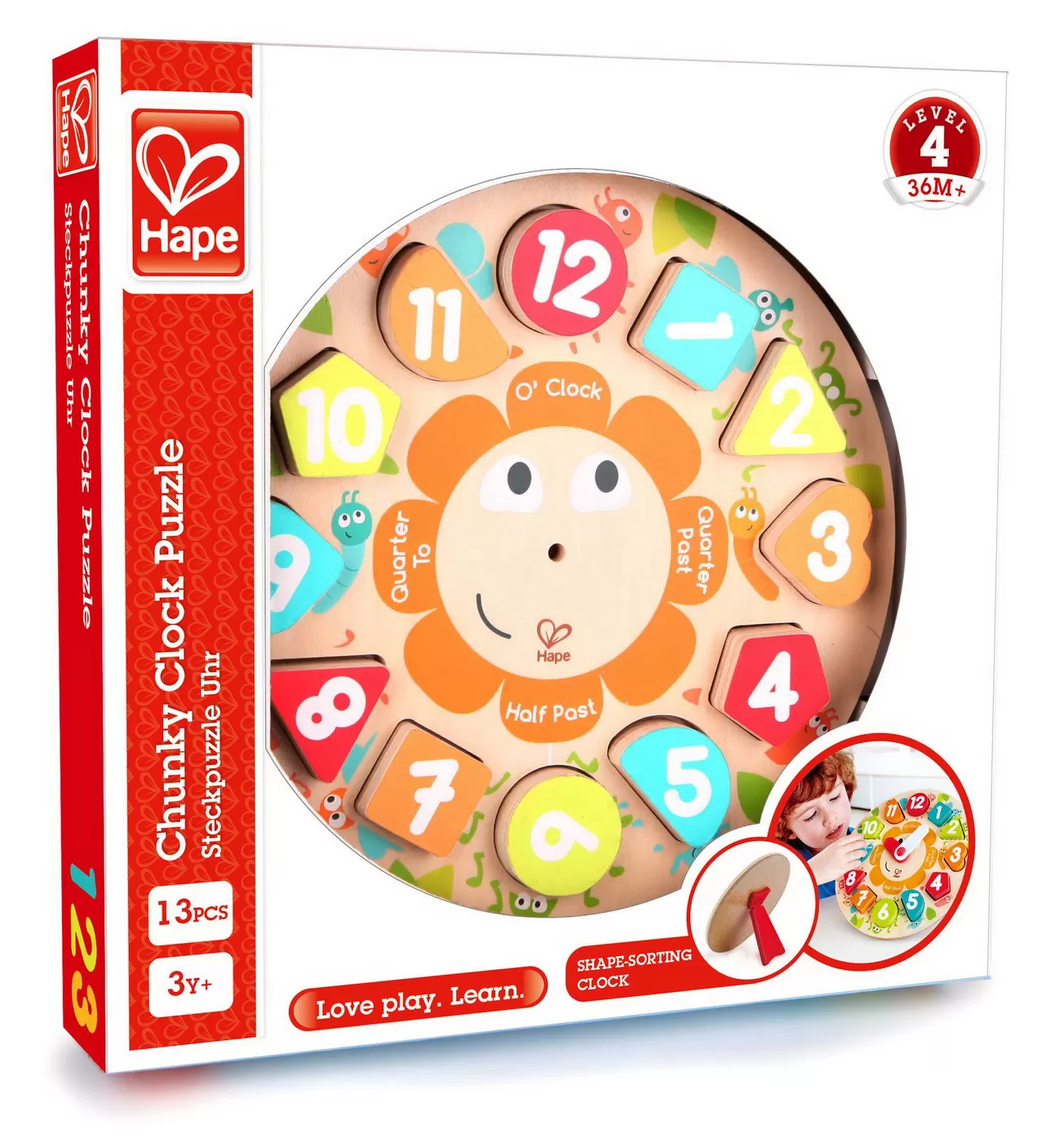 Calendar, Vreme si Timp - Hape ceas din lemn, varsta de la 3 ani la 10 ani