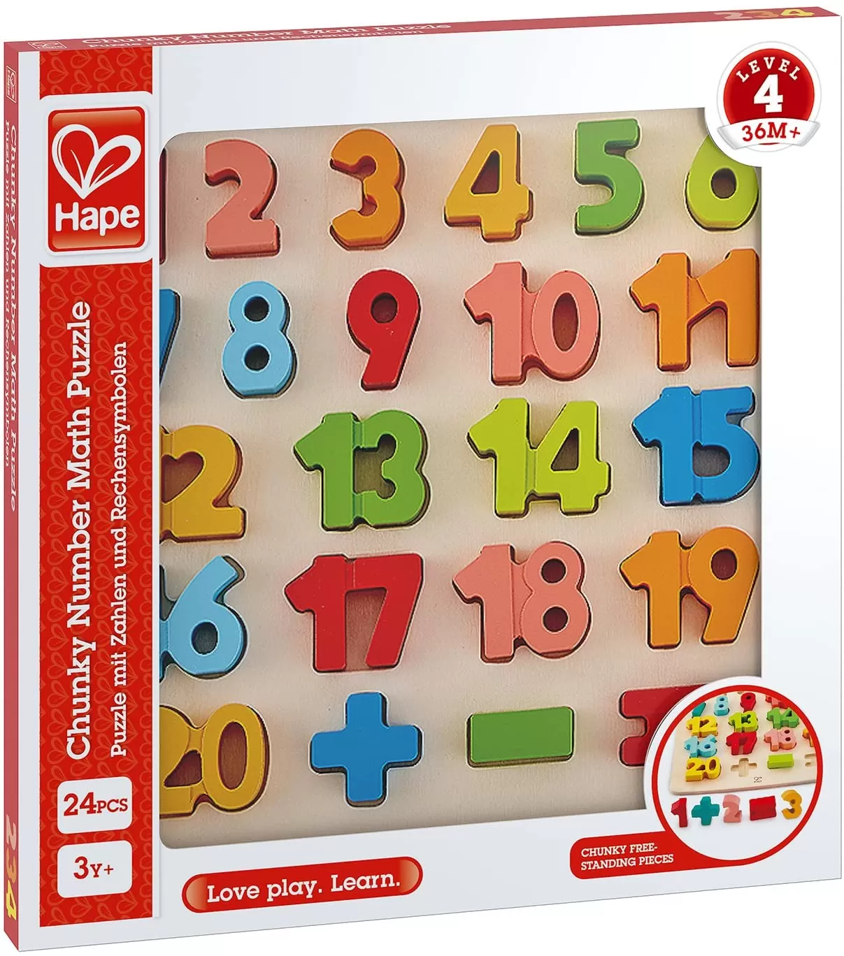 Jucării și Jocuri pentru copii - Joc puzzle incastru din lemn cu numere de la 0 - 20, matematica, varsta de la 3 ani la 10 ani