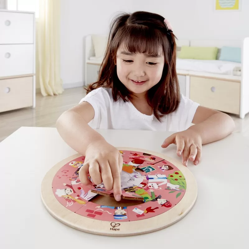 Puzzle rotund cu 2 fete, Invata meseriile, 20 piese din lemn, varsta de la 4 ani la 10 ani [5]