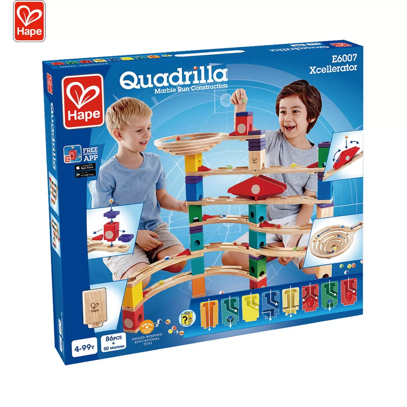 Jucării de stivuit, construit si sortat - Hape quadrilla - excellerator, varsta de la 4 ani la 10 ani