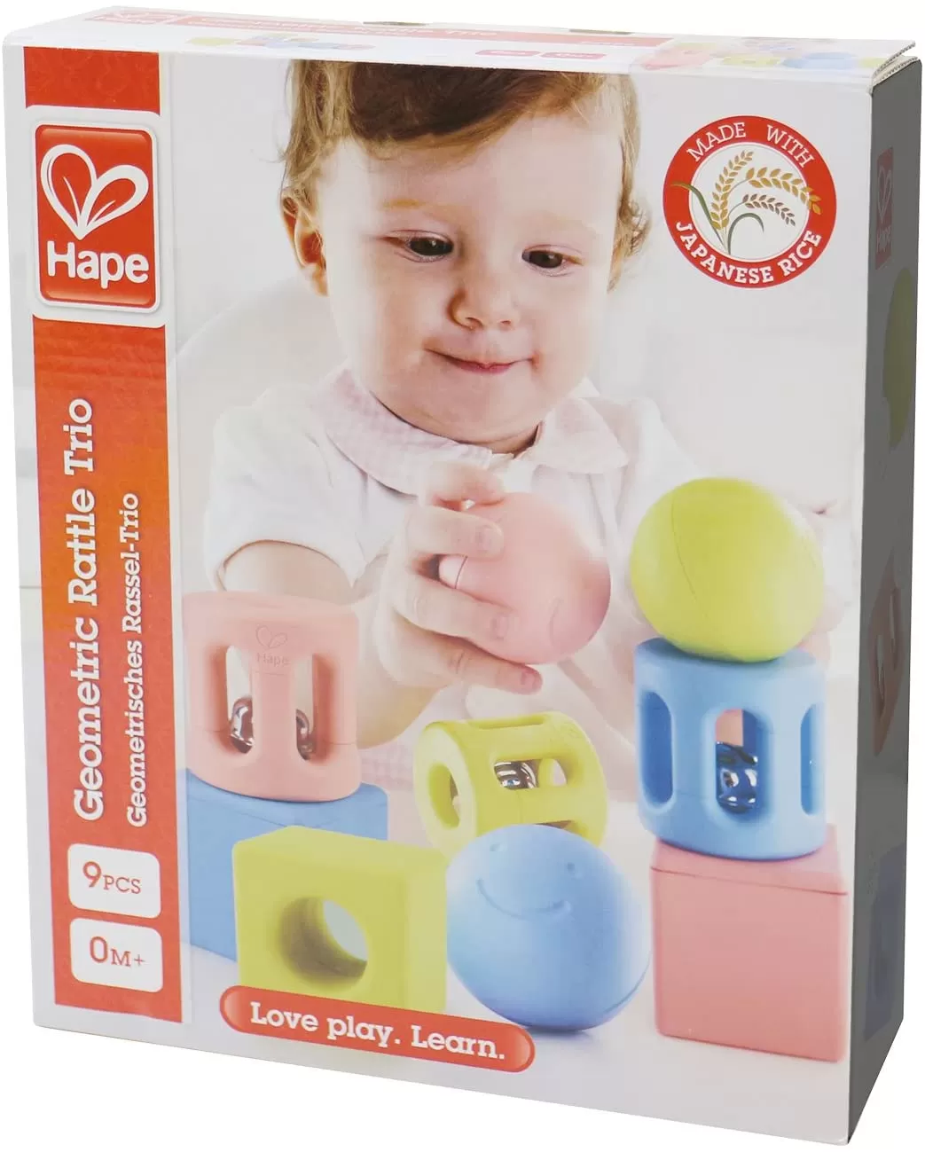 Jucării și Jocuri pentru copii - Hape set 3 zornaitoare forme geometrice, varsta de la 0 luni la 2 ani