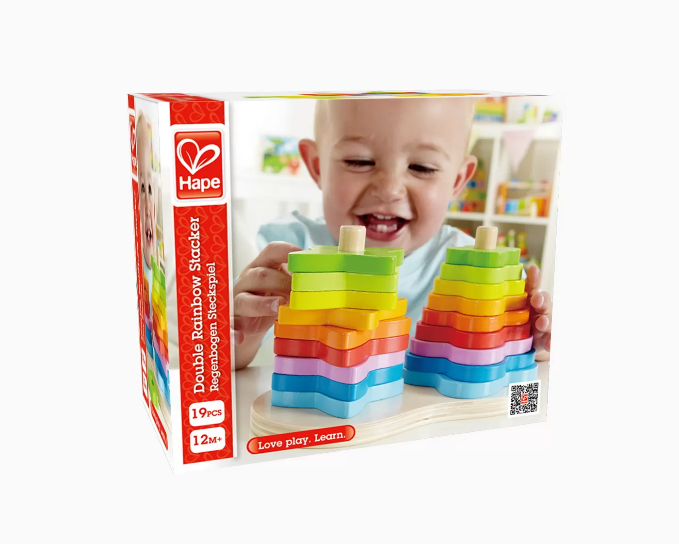 Jucării și Jocuri pentru copii - Jucarie de sortat si motricitate, turn dublu, Hape, varsta de la 1 an la 5 ani