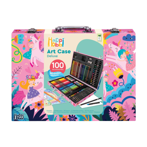 Art & Craft si Artizanat - Happi hobbi art case set de desen deluxe cu 100 de accesorii fantezie unicorni copii 3 ani - 12 ani
