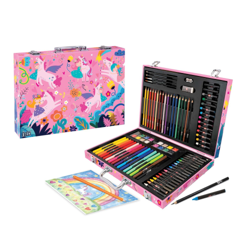 Happi hobbi art case set de desen deluxe cu 100 de accesorii fantezie unicorni copii 3 ani - 12 ani [4]