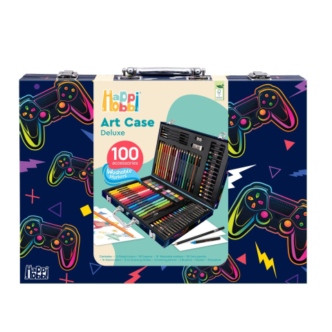 Art & Craft si Artizanat - Happi hobbi art case set de desen deluxe cu 100 de accesorii joc video copii varsta 3 ani - 12 ani