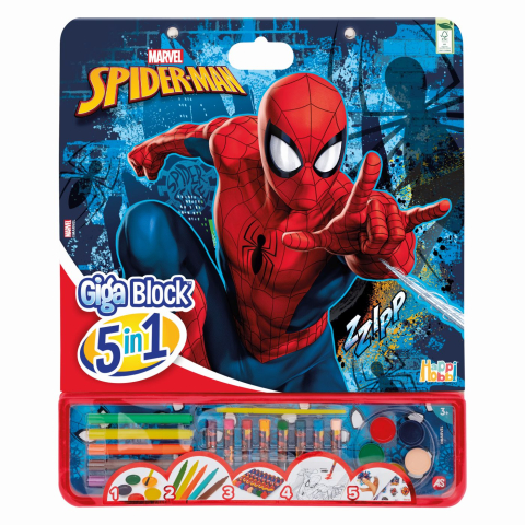 Art & Craft si Artizanat - Happi hobbi set pentru desen giga block 5 in 1 marvel spider man  copii varsta 3 ani - 10 ani