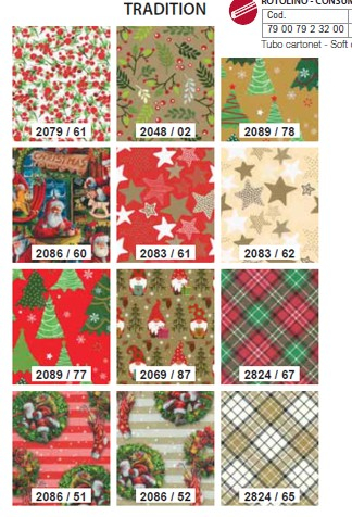 Felicitari, Invitatii si Pungi Cadou - Hartie ambalaj Xmas Tradition Carta Assortita CRACIUN iarna