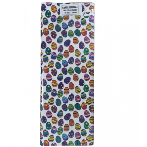 Birotică și Papetărie - Hartie ambalat cadou, 70x100cm, diverse modele sarbatori pascale, 100 coli/set