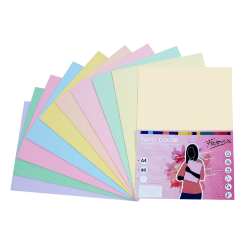 Art & Craft si Artizanat - Hartie color A4, 80g/mp Fabrisa 16329, mix culori pale, 250 coli/top