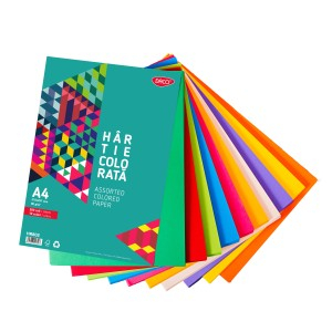 Birotică și Papetărie - Hartie colorata hr802  a4  500coli  10 cul  daco 80g/mp