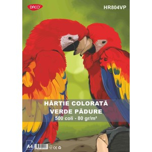 Birotică și Papetărie - Hartie colorata hr804vp 80g/mp a4 500c daco v. padure