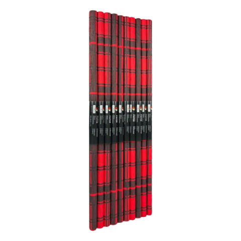 Hartie creponata Colorarte D58, 50x200cm, rosu cu dungi negre, model Scottish, set 10 role [1]