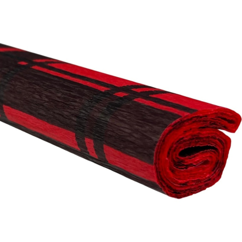 Art & Craft si Artizanat - Hartie creponata Colorarte D58, 50x200cm, rosu cu dungi negre, model Scottish, set 10 role