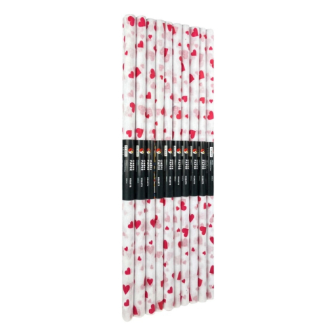 Hartie creponata Colorarte D59, 50x200cm, alb cu inimi rosii, set 10 role [1]