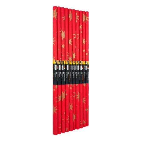 Hartie creponata Colorarte D62, 50x200cm, rosu cu stele aurii, set 10 role [1]